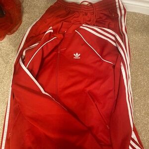 Red Adidas track suit